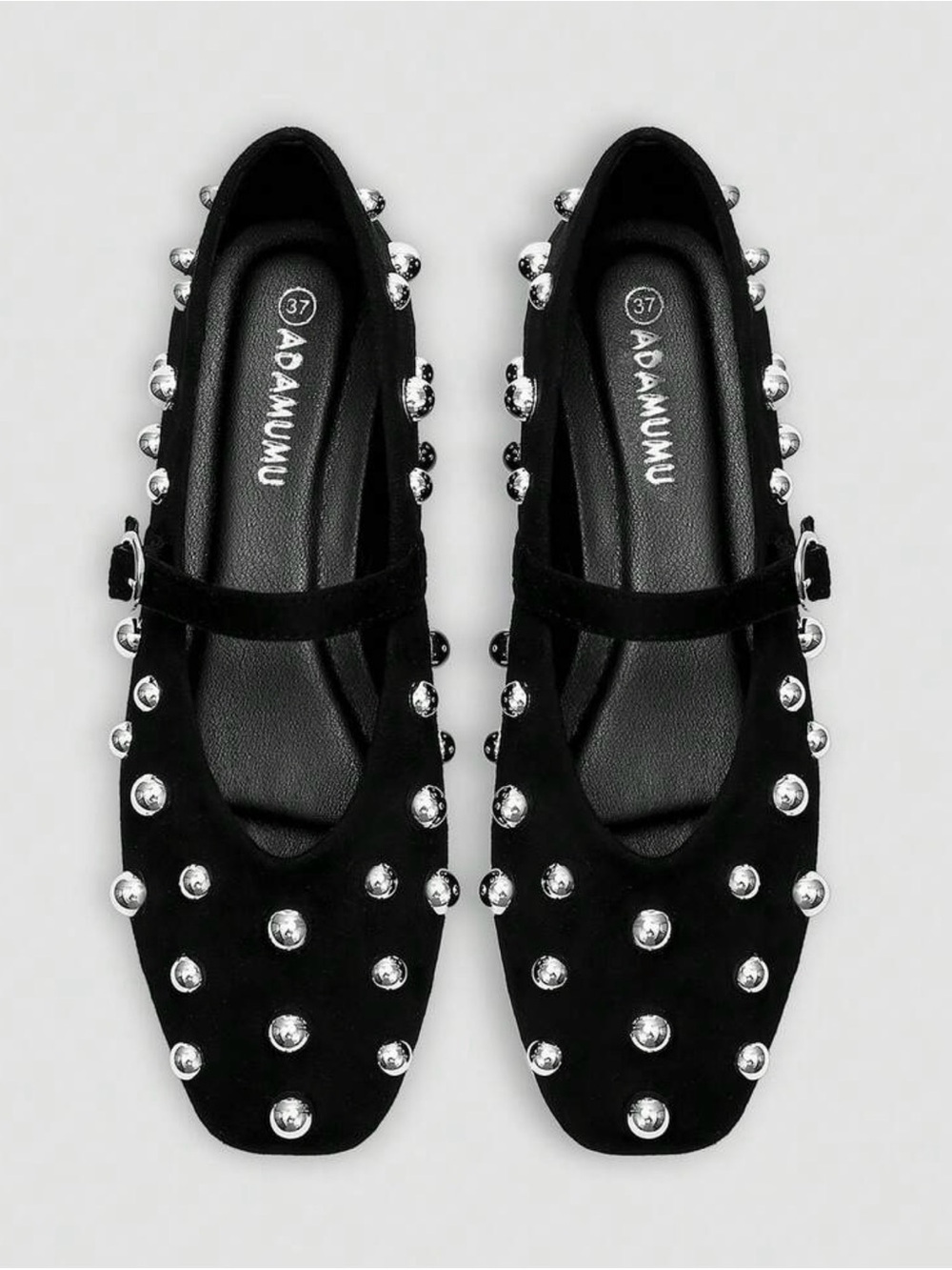 Black Studded Mary Jane Flats